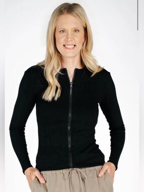 Amalli Talli Black Loren Zip Up Tall Long Sleeve Size XL - C45-070